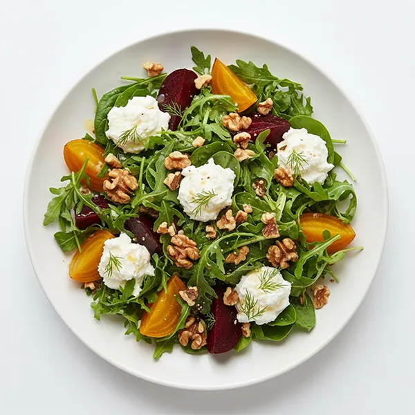 Walnut Crusted Beet Salad with Whipped Goat Cheese